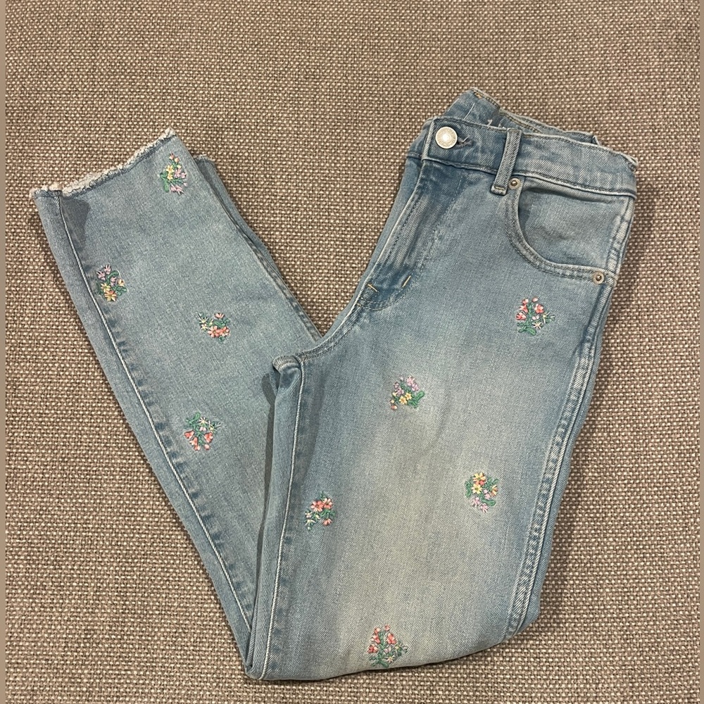 Gap Kids Embroidered Floral Jeans Size 14
